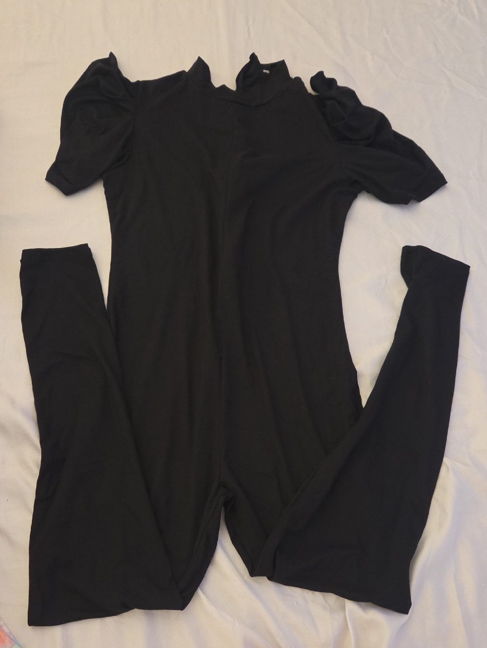 Fashion Nova Black Puff Sleeve Jumpsuit